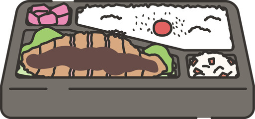 とんかつ弁当のイラスト
