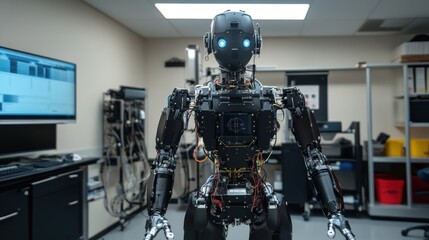 Futuristic Robot in a Laboratory