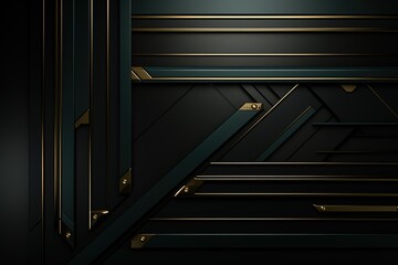 Obraz premium Abstract dark green and gold geometric background.