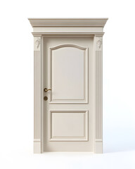 Classic white framed door isolated on white background