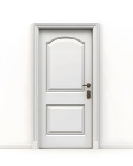 Classic white framed door isolated on white background