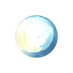 Soap bubble from rainbow foam. Hand drawn watercolor illustration isolated of background. Toy for bath, kids party. Pearl for necklaces, jewelry. Clip art for card, cosmetic, printing, textile, flyer.