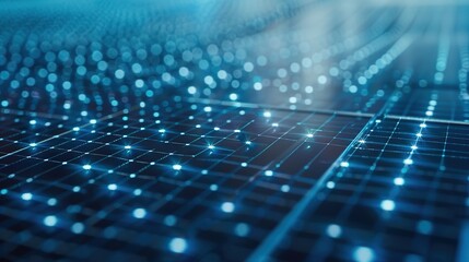A digital grid of glowing blue dots, representing data and technology connections.