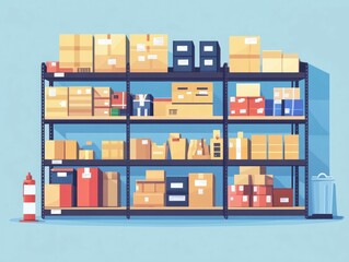 Fototapeta premium Seasonal Inventory Optimization with Flat Design for Efficient Warehouse and Logistics Management Optimization of inventory levels tracking and reporting for improved business decision making