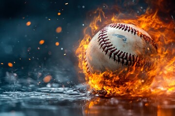 fliegender brennender Baseball with generative ai