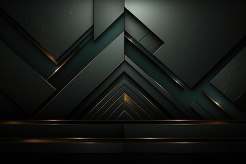 Abstract dark green and gold geometric background with subtle texture.