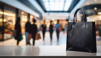 A mockup of a reusable shopping bag with modern branding, set in a stylish environment
