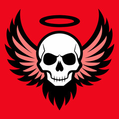 Skull silhouette with angel wings vector illustration