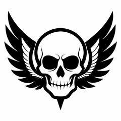 Skull silhouette with angel wings vector illustration