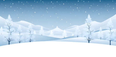 Fototapeta premium Snowy winter landscape background in flat vector style