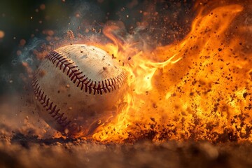 fliegender brennender Baseball with generative ai