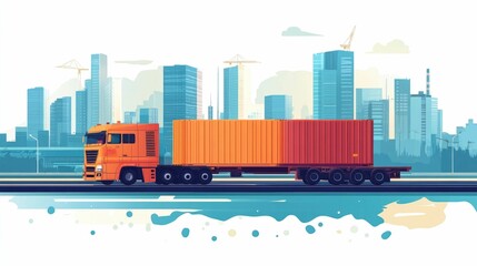 Obraz premium Comprehensive of Global Logistics and Freight Capacity Planning on a Flat Design Showcasing the efficient transportation distribution and supply chain management across a global network