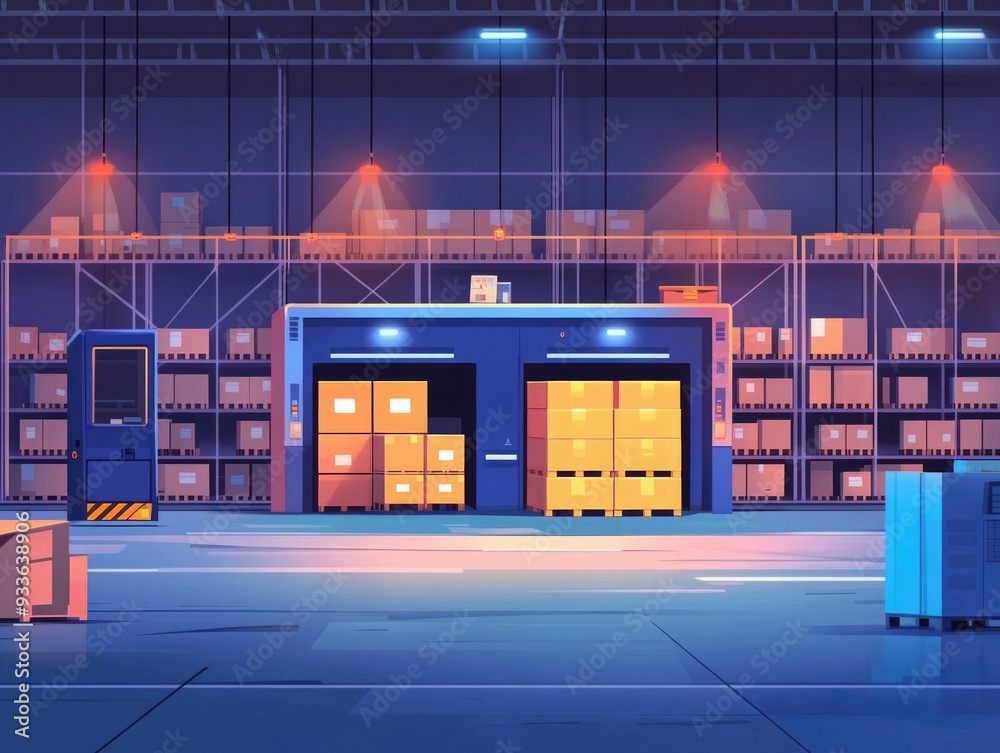 Poster streamlined logistics automated shipping warehouse for efficient supply chain management showcasing 