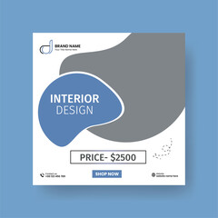 Minimalist Furniture and Home Interior Sale Banner or Social Media Post Template. Layouts for Interior Design