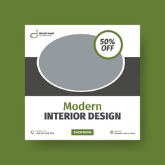Minimalist Furniture and Home Interior Sale Banner or Social Media Post Template. Layouts for Interior Design