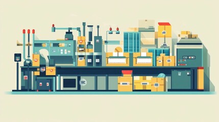 Obraz premium Automated logistics and packaging solutions including robotic and digital systems for efficient and optimized supply chain management transportation and distribution