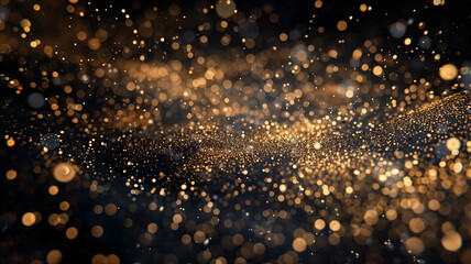 Abstract image featuring glittering particles that create a refined and elegant effect in a dark space. The composition conveys a sense of depth and sophistication.