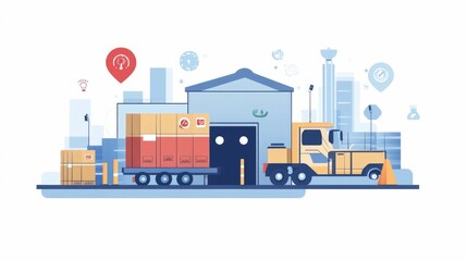 Fototapeta premium Automated Logistics System for Real Time Tracking and Optimized Supply Chain Management Streamlined Data Analytics Visualization and Connectivity for Efficient Delivery and Distribution