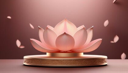 Lotus Podium -Buddhist Theme -A podium shaped like a blooming lotus flower, symbolizing purity, enlightenment, and wisdom