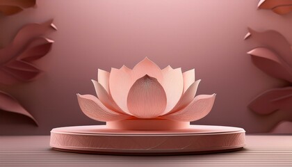 Lotus Podium -Buddhist Theme -A podium shaped like a blooming lotus flower, symbolizing purity, enlightenment, and wisdom
