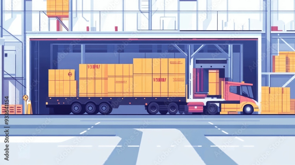 Poster automated cross docking drives efficient logistics in flat design streamlining the supply chain with
