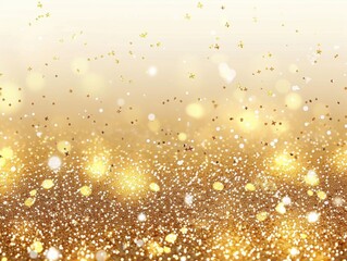 Luxury Christmas Card Banner: Elegant Gold Glitter Background with Sparkling Confetti

