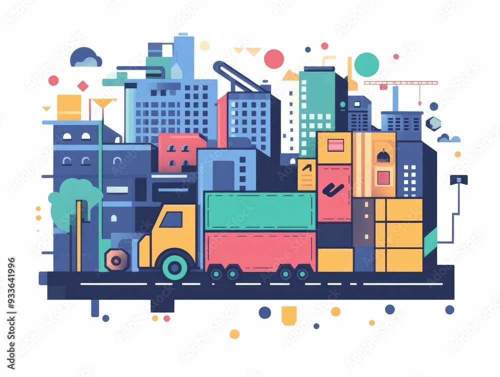 Fototapete streamlining logistics with real time data analytics and automation for efficient shipping and distr