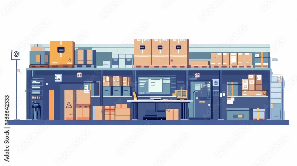 Poster automated shipping and smart warehouse for efficient logistics solutions of digitalized and optimize
