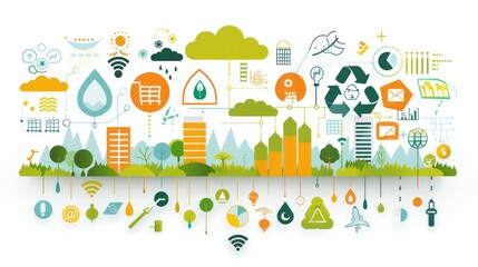 Fototapeta premium Ecology Infographics design elements. Template with eco icons. Climate strategy background