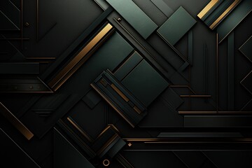 Obraz premium Abstract dark green and gold geometric pattern.