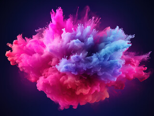 Obraz premium Blue and pink smoke effect on black background.