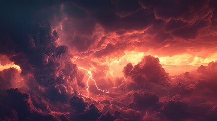 Ominous Storm Clouds with Electrifying Lightning Strikes on the Horizon