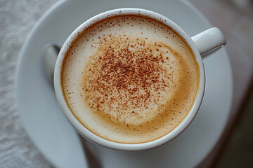 Obraz premium Close Up of Cappuccino with Cinnamon on Top