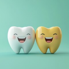 Cheerful Smiling Tooth Cartoon: Dental Health Concept for Marketing. Minimalist Design with Happy White Tooth Character. Elegant Composition for Dental Clinics, Web UI, and High-Resolution Wallpapers.