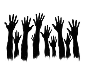 Menschen Silhouette mit erhobenen H&auml;nden