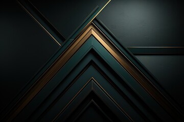 Fototapeta premium Abstract dark green and gold geometric pattern.