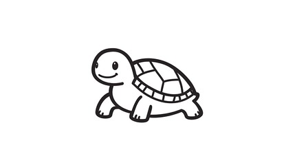 Adorable Turtle Doodle Logo in Minimalist Black and White Design