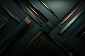 Fototapeta premium Abstract dark green and gold geometric pattern background.