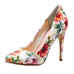 Stylish Shoe with Unique Floral Print on the Sole Highlighted on a Clean White Background for Fashion and Design Concepts
