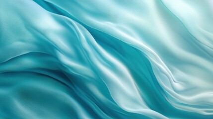Obraz premium Soft, flowing fabric in shades of turquoise creates serene and calming atmosphere. gentle waves evoke sense of tranquility and elegance. 