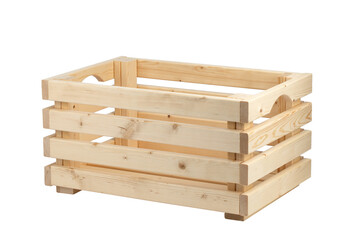 wooden box made of untreated boards, isolated on a white background