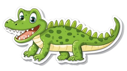 Naklejka premium Charming Green Crocodile Cartoon Sticker - Detailed Vector Illustration for Die-Cut Stickers