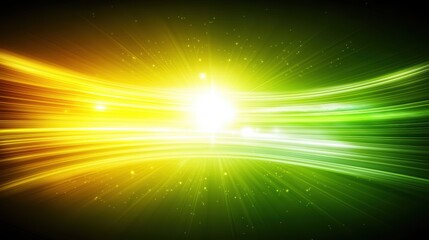 Obraz premium Bright light beams radiate in vibrant yellow and green hues, creating dynamic and energetic atmosphere. 