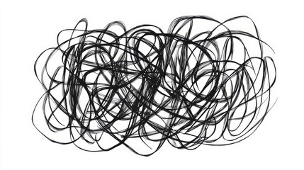 Abstract chaotic lines. Hand-drawn insane tangled scribble clew. Vector icon isolated on a white background.