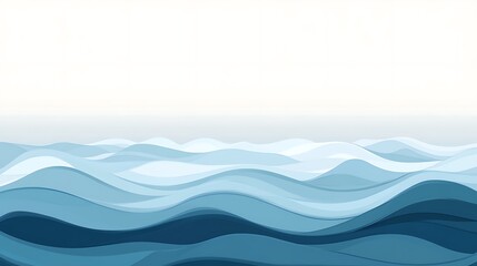 Serene Blue Waves Vector Illustration with Minimalistic Aesthetic and Hand-Drawn Texture on Sky Background