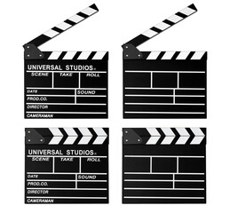 a movie camera isolated on a white background, an assistant director's tool, shooting, dubbing