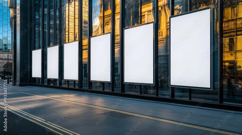 Canvas Prints Building facade with blank billboards.