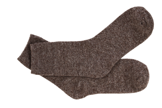 knitted warm wool socks, insulated on a white background