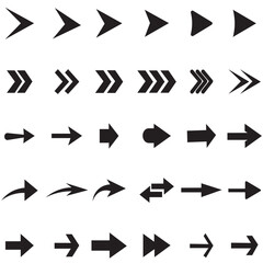 Arrow icon. Mega set of vector arrows. Simple arrow big set. Collection different arrows sign. Set of black triangular arrow vector. Black vector arrows. Modern simple arrows. Vector illustration.
