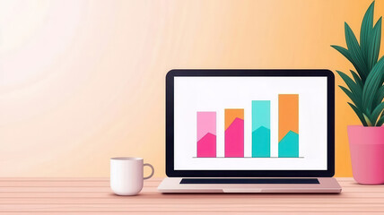 Secure financial metrics, realtime analytics visualization, flat design illustration